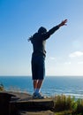 Happy, Young Boy Looking Over the Ocean Royalty Free Stock Photo