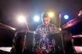 Young boy playing drums Royalty Free Stock Photo