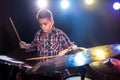 Young boy playing drums Royalty Free Stock Photo