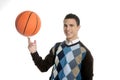 Happy young boy student with basketball ball Royalty Free Stock Photo