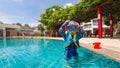 Happy young boy swim Royalty Free Stock Photo