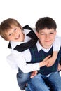 Happy young brothers hugging Royalty Free Stock Photo