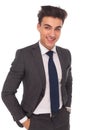 Happy young business man with hands in pockets Royalty Free Stock Photo