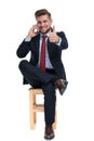 Happy young businessman talking on the phone Royalty Free Stock Photo