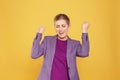 Happy young businesswoman celebrating victory Royalty Free Stock Photo