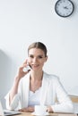 happy young businesswoman talking by phone Royalty Free Stock Photo