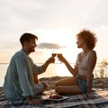Happy young caucasian couple drinking red wine Royalty Free Stock Photo