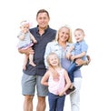 Happy Young Caucasian Family Isolated on a White Background Royalty Free Stock Photo