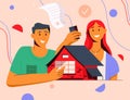 Happy young couple is buying new house together Royalty Free Stock Photo