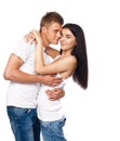 Happy young couple in casual clothing Royalty Free Stock Photo