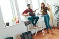 Happy young couple in casual clothing Royalty Free Stock Photo