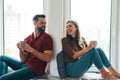 Happy young couple in casual clothing Royalty Free Stock Photo