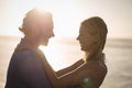 Happy young couple embracing at beach Royalty Free Stock Photo