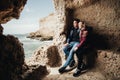 Couple in love by the ocean. Travel concept Royalty Free Stock Photo