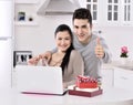 Happy young couple with gift boxes Royalty Free Stock Photo