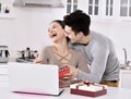 Happy young couple with gift boxes Royalty Free Stock Photo