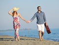 Happy young couple have romantic time on beach Royalty Free Stock Photo