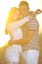 Happy young couple have romantic time on beach Royalty Free Stock Photo