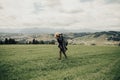 Happy young couple having fun in mountains. Travel happy emotions Lifestyle concept. Royalty Free Stock Photo