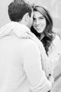 A happy young couple having a romantic moment in an urban setting in West Village in NYC Royalty Free Stock Photo