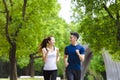 young Couple jogging and running  in park Royalty Free Stock Photo