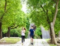 Happy young Couple jogging and running  in park Royalty Free Stock Photo