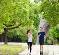 Happy young Couple jogging and running  in park Royalty Free Stock Photo