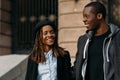 Happy young couple. Joyful African American