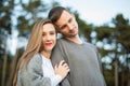 Happy young couple in love hugging. Loving couple looking at camera portrait. Royalty Free Stock Photo