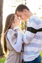 Happy young couple in love hugging. Loving couple happiness. Royalty Free Stock Photo