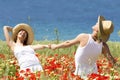 Happy young couple on a meadow