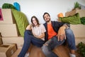 Happy young couple moving in new home first time Royalty Free Stock Photo