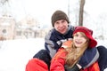 Happy young couple outdoors Royalty Free Stock Photo