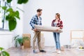 happy young couple in room during Royalty Free Stock Photo