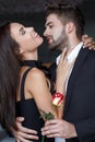 Happy young couple with rose Royalty Free Stock Photo