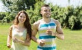 Happy young couple running outdoor Royalty Free Stock Photo