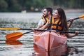 Couple travelling by kayak Royalty Free Stock Photo