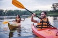 Couple travelling by kayak Royalty Free Stock Photo