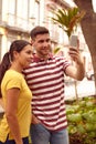 Happy young couple taking a selfie Royalty Free Stock Photo