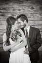 Happy young couple in wedding day smiling at each other Royalty Free Stock Photo