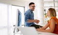 Happy young couple working at home office Royalty Free Stock Photo