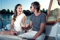 Happy young couple on a yacht Royalty Free Stock Photo