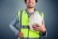 Happy young engineer with hard hat Royalty Free Stock Photo