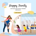 Happy Family Enjoying New Home Vector Web Banner Royalty Free Stock Photo