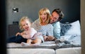 Happy family having fun time at home. People love child home concept. Royalty Free Stock Photo