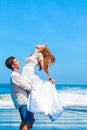 Happy young family on honeymoon beach holiday Royalty Free Stock Photo