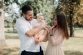 Happy young family with little baby girl outdoors Royalty Free Stock Photo