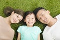 Happy Young Family lying on the grass Royalty Free Stock Photo