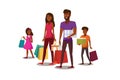 Happy Young Family Shopping Flat Vector Concept Royalty Free Stock Photo