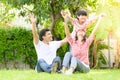 A happy young family spends time playing together Royalty Free Stock Photo